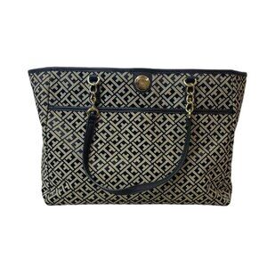 Tommy Hilfiger Women's Grey Signature Print Shoulder Tote Sz L
